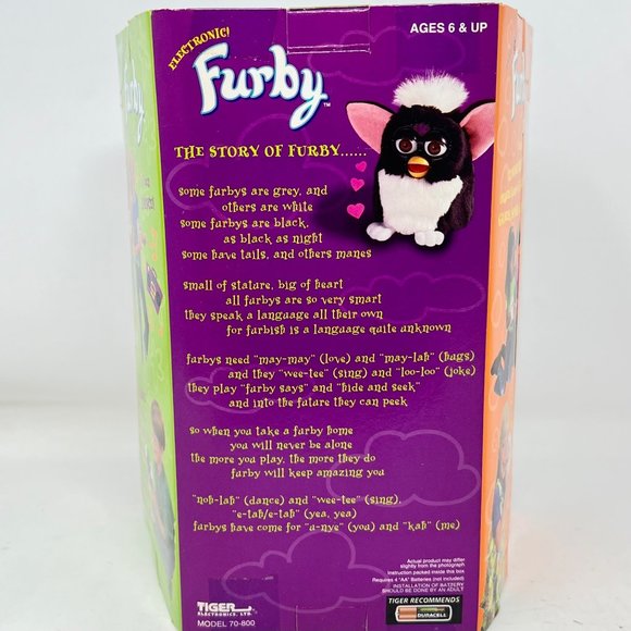 Furby Zebra Black/White Stripes 70-800 Blue Eyes 1998 Factory Sealed NEW - Picture 5 of 9